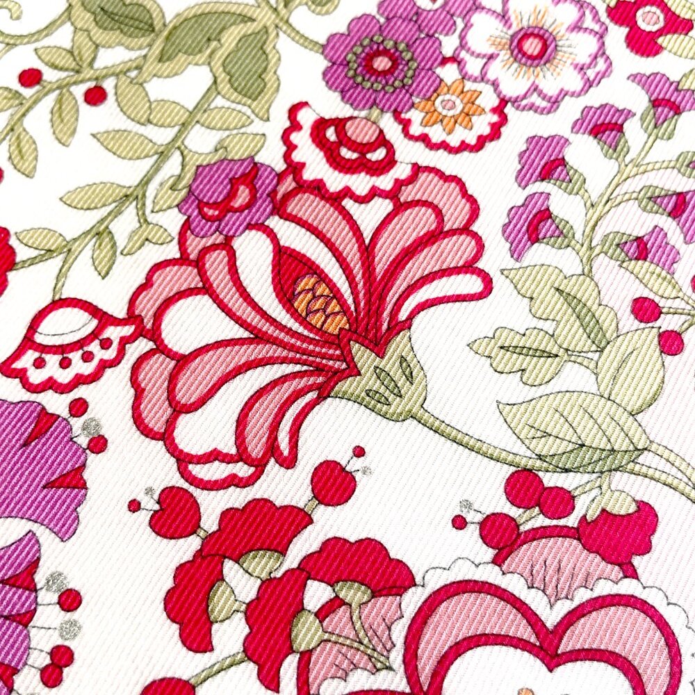 Anna Sui Pink Floral Cotton Scarf 22” Square Metallic Thread Boho Romantic - Picture 12 of 14
